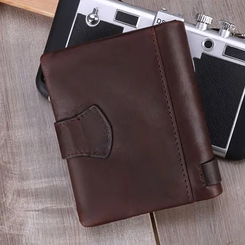 Multifunctional Leather Wallet with Zippered Compartments